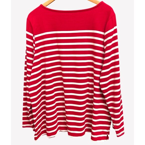 NWT Talbots Plus 3X Red White Striped Long Sleeve Shirt New England Coastal Chic - Picture 3 of 5